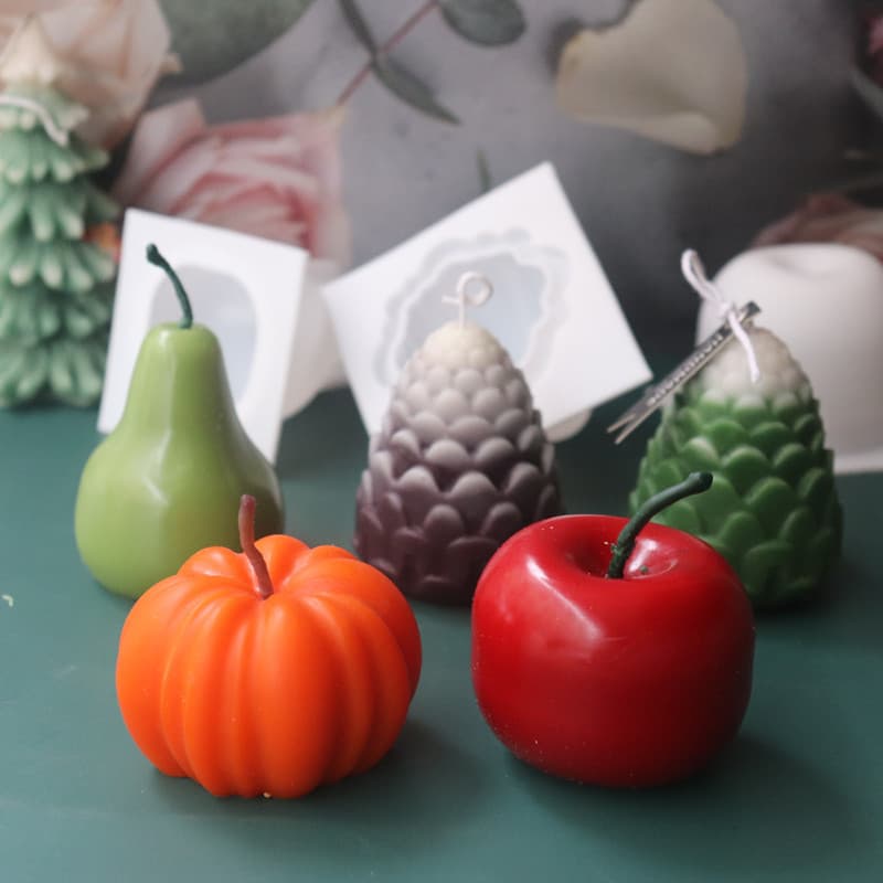 In Stock Simulation Pumpkin Apple Pinecone Pear Christmas Mold DIY Aromatherapy Candle Mousse Silicone Mold