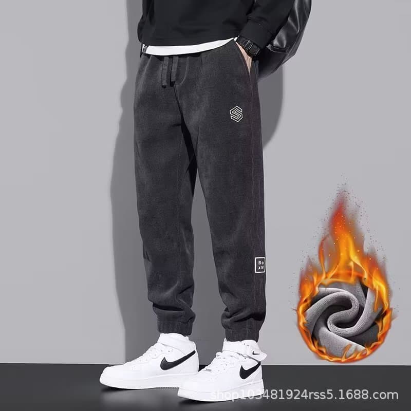 Cuffed Fleece Sweatpants Men Autumn Winter 2023 New Trendy Brand Loose Youth Sports Pants Fashion Casual Trousers