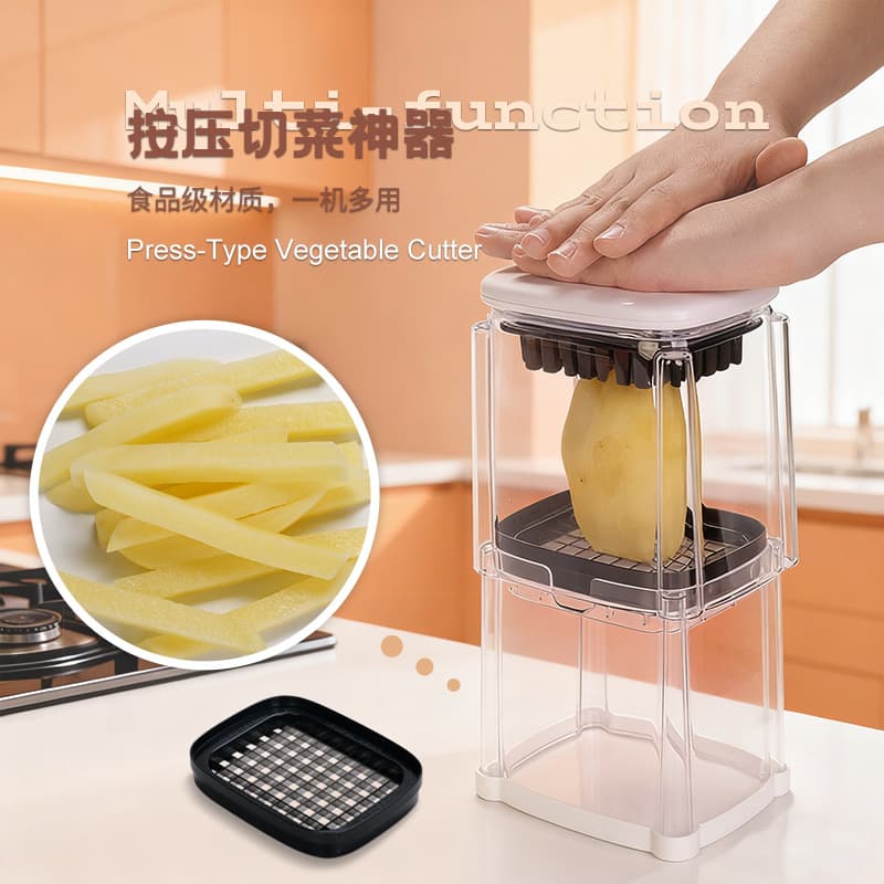 Cross-border Multi-function Press-type Vegetable Cutter 7mm French Fry Slicer Apple Orange Wedger