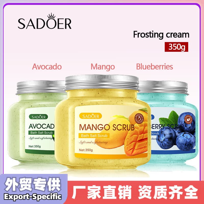 Cross-border Hot-Selling Fruit Bath Salt SADOER Avocado Scrub Large Bottle 350g Foreign Trade Body Care Wholesale