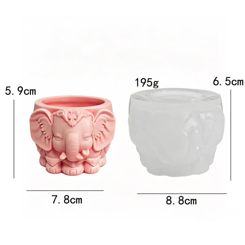 Cute Elephant Cement Plaster Aroma Cup Mold DIY Resin Storage Cup Flower Pot Ornament Silicone Mold