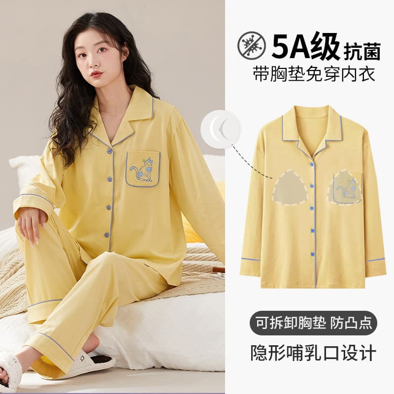 5A Antibacterial Maternity Homewear Set Postpartum Confinement Pure Cotton Nursing Sleepwear Breastfeeding Pajamas