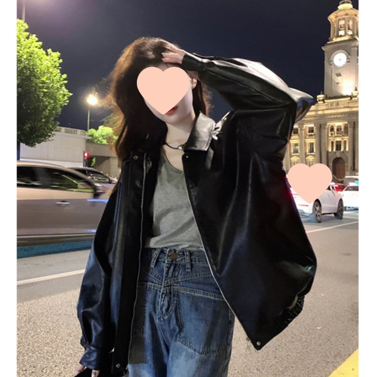 Brown PU leather jacket for women, spring and autumn 2025, Hong Kong style, Merlin outfit, motorcycle style, petite, loose and thick jacket.