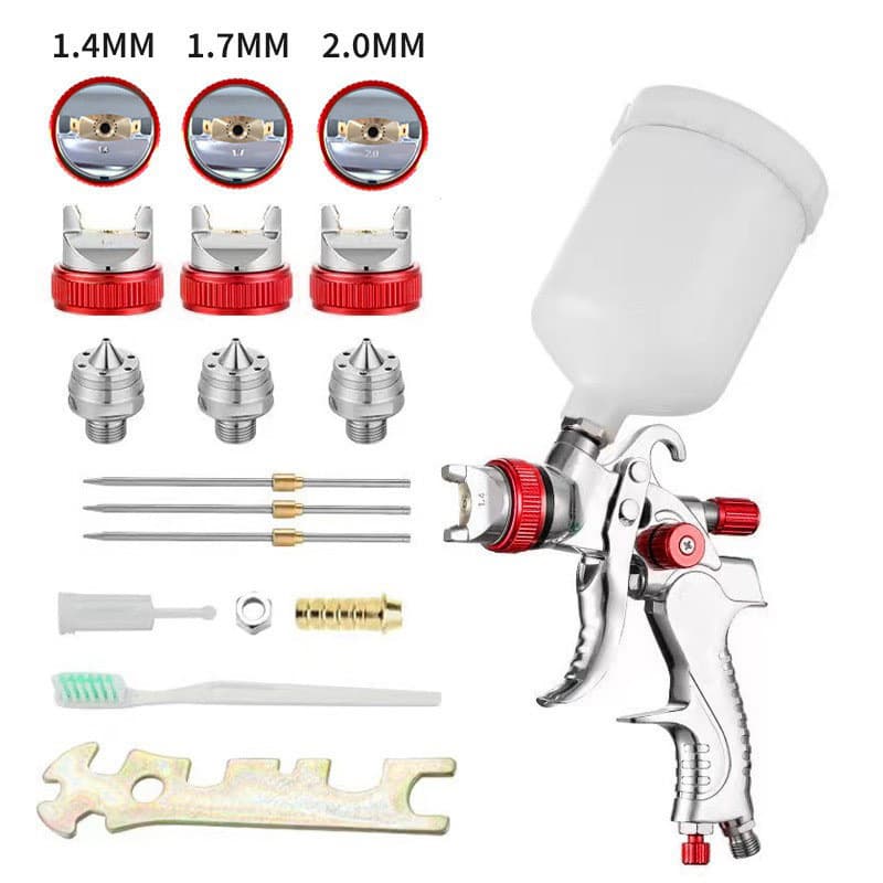 Cross-border 2008 Pneumatic Spray Gun for Auto Body Repair, High Atomization Topcoat Paint Spray Gun with Gravity Cup, 1.4/1.7/2.0mm