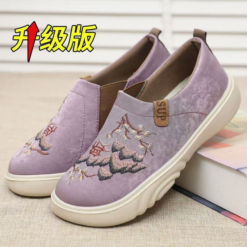 Embroidered Mother Shoes New Princess Spring and Autumn Single Shoes Drop Shipping Anti-Slip Thick Sole Versatile Fashion Casual