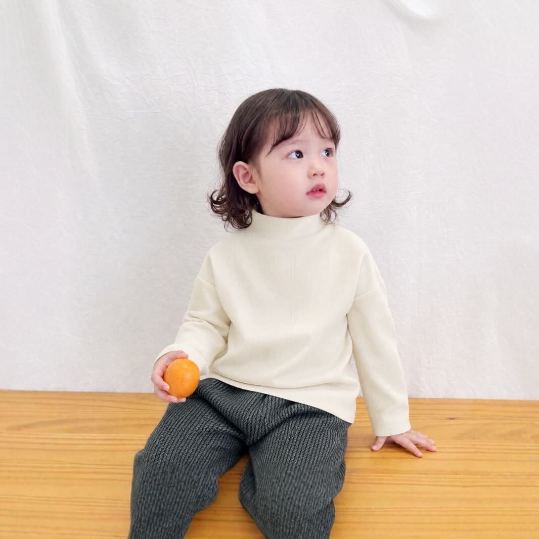 Kids' Half High Neck Base Layer Shirt, New Fall/Winter Baby Thermal Top in Dralon Fabric, Solid Color Versatile Inner Wear for Children
