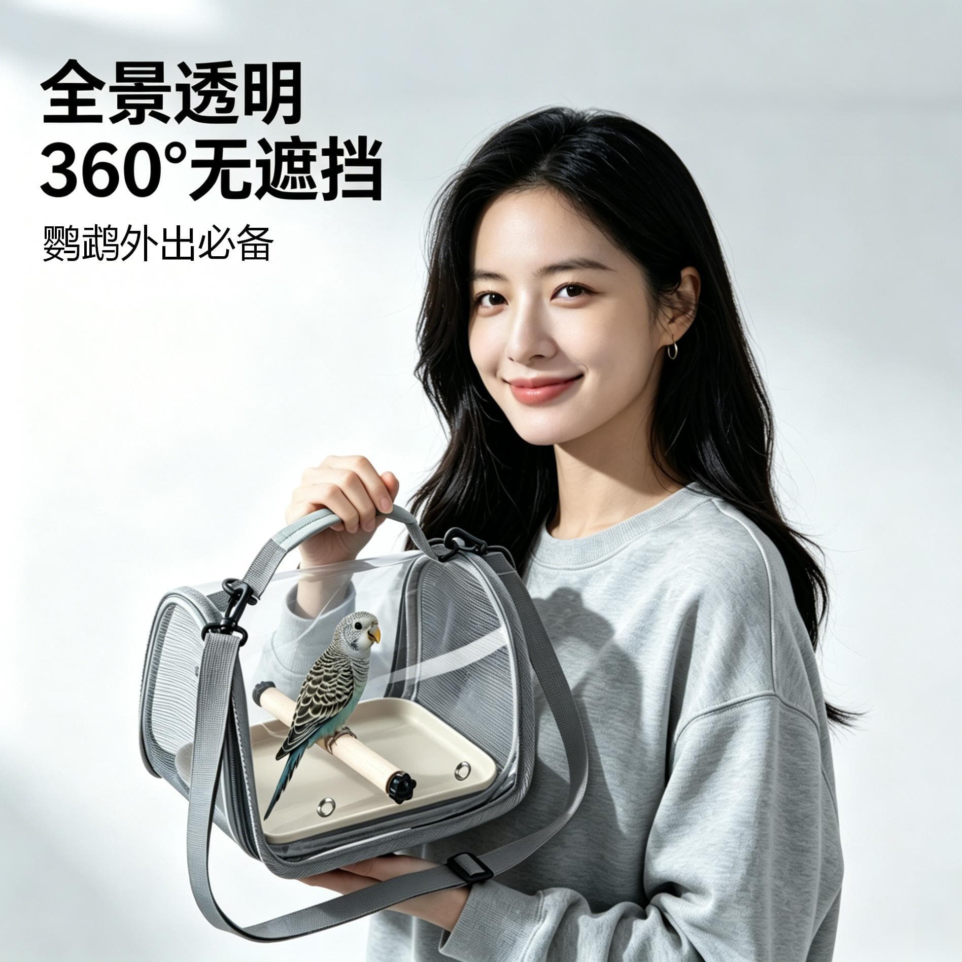 Parrot Outdoor Travel Bag Transparent Waterproof Portable Bird Bag Foldable Handheld Crossbody Bird Cage Small Pet Carrier