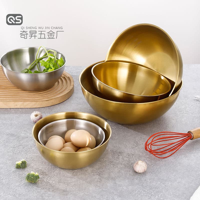 Japanese-style stainless steel mixing bowl with graduation, thick for stirring, dough mixing, egg beating, salad, and baking
