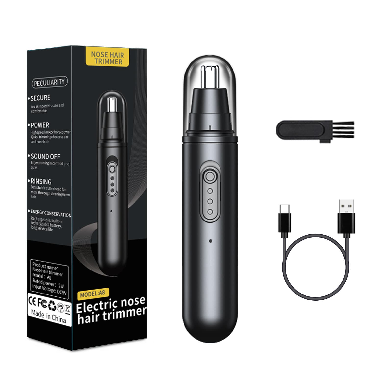 Electric Nasal Hair Trimmer 2-in-1 Men's Nose and Ear Hair Clipper Portable Household Appliance from Mainland China