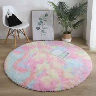 Ins-style Round Carpet for Living Room, Home Use Silk Wool Carpet, Bedroom Bedside Rug, Study Room Hanging Basket Floor Mat, Cross-border Wholesale