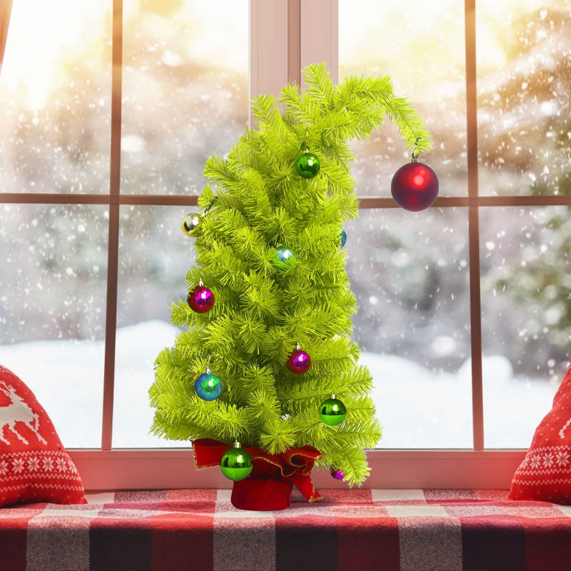 2026 new Christmas decoration 60CM green crooked head tree crooked neck tree Christmas tree Christmas home ornaments