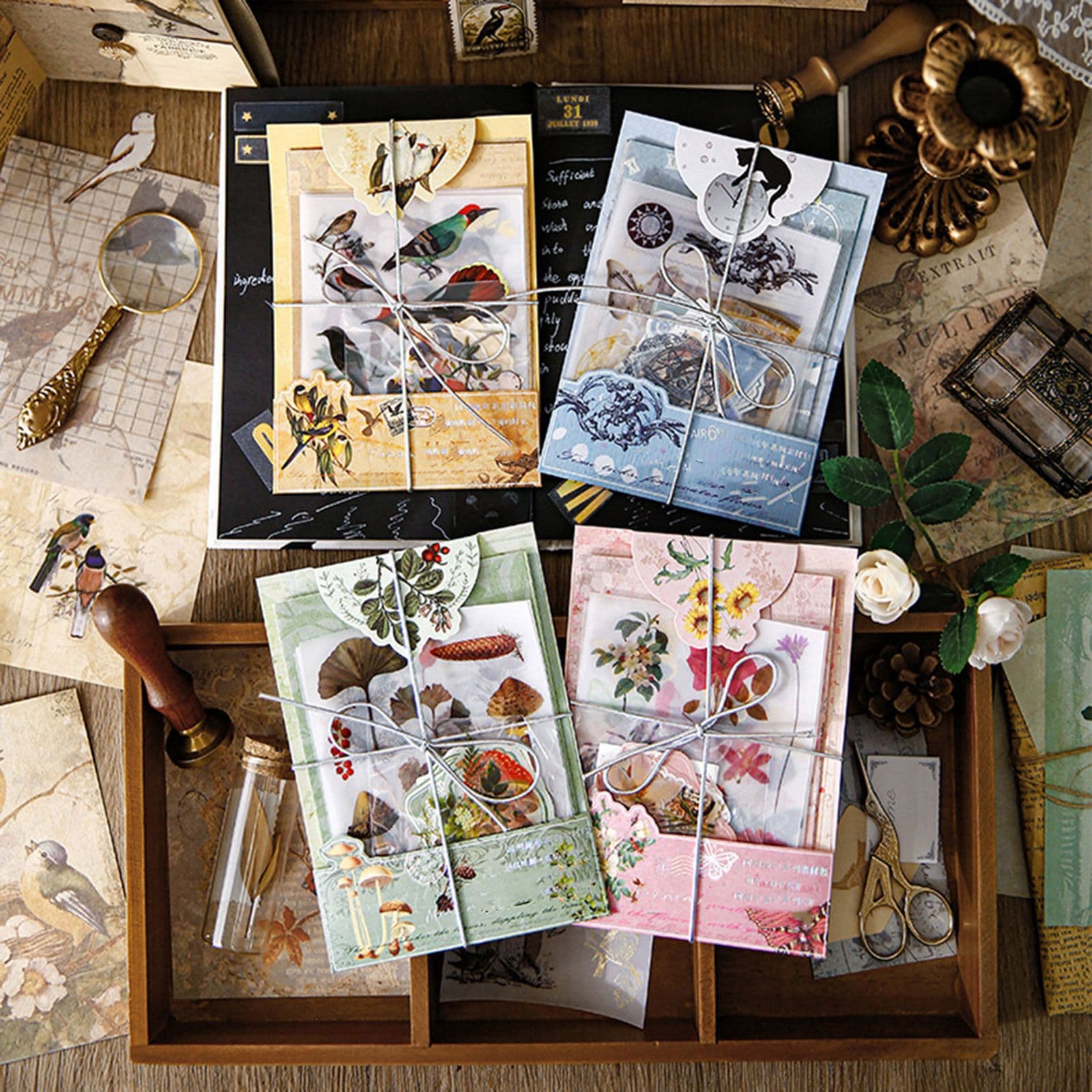 Hot-Selling Retro Years Series Stickers Vintage Gold Foil Student Journaling Material Pack Journal Decorative Stickers