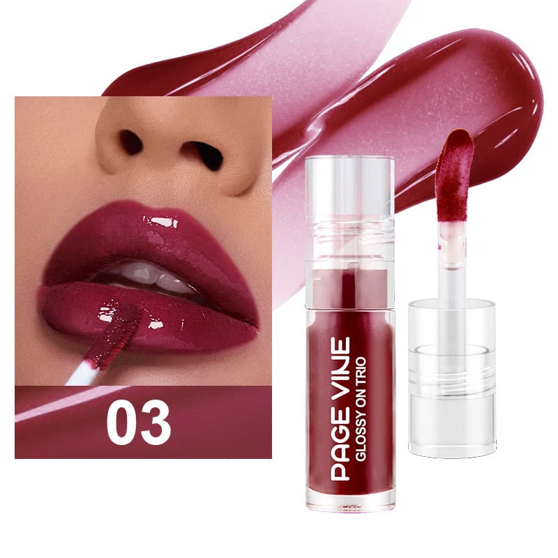 Cross-border PAGE VINE Lip Oil New Series Glossy Clear Lip Glaze Mirror Finish Plumping Hydrating Lip Gloss
