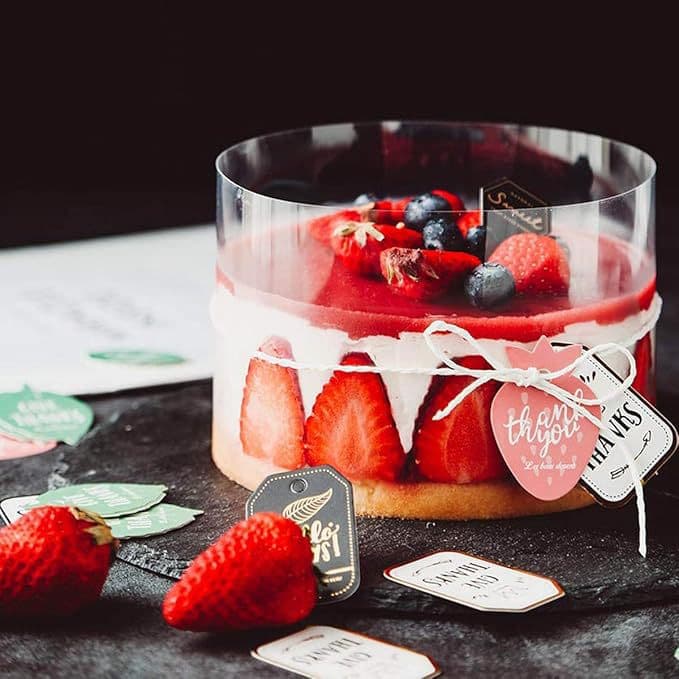 Thickened Transparent PET 8cm Mousse Rim Roll, Hard Food-Grade Baking Packaging Film, Birthday Cake Decoration Rim