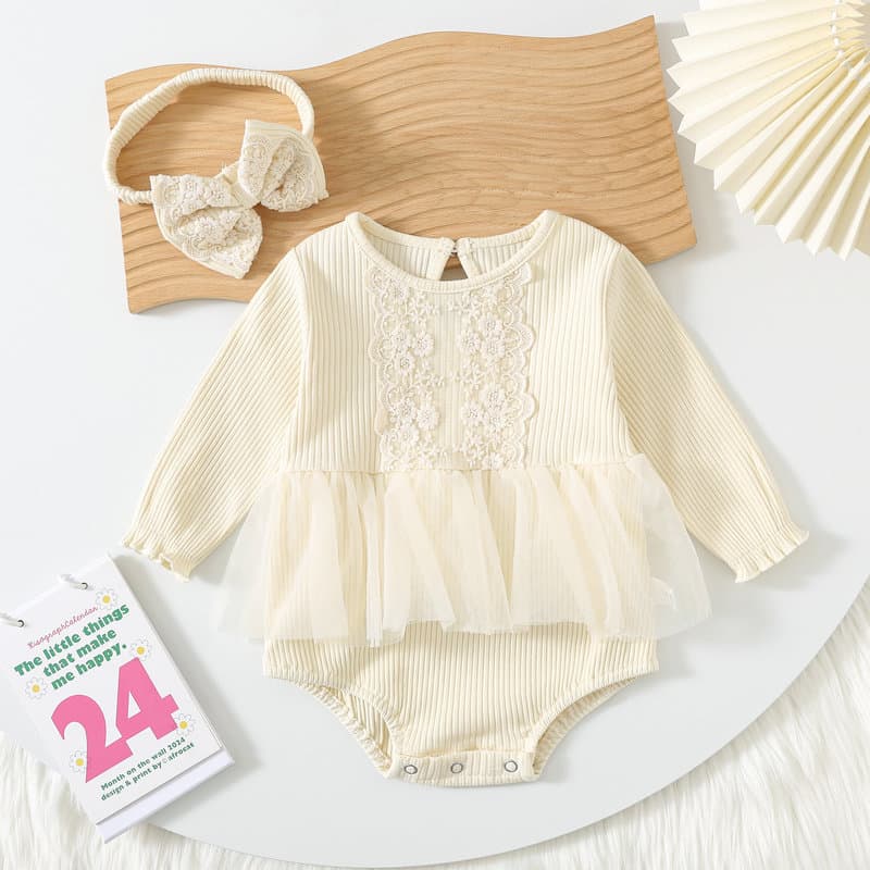 Autumn Baby Romper Long Sleeve Triangle Bodysuit New Girl Baby Full Moon Bodysuit Fall/Winter Outfit with Headband