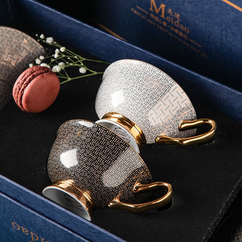 Meidao Couple Bone China Coffee Cup Set Gift Box Creative Housewarming Pair of Cups Gift Souvenir
