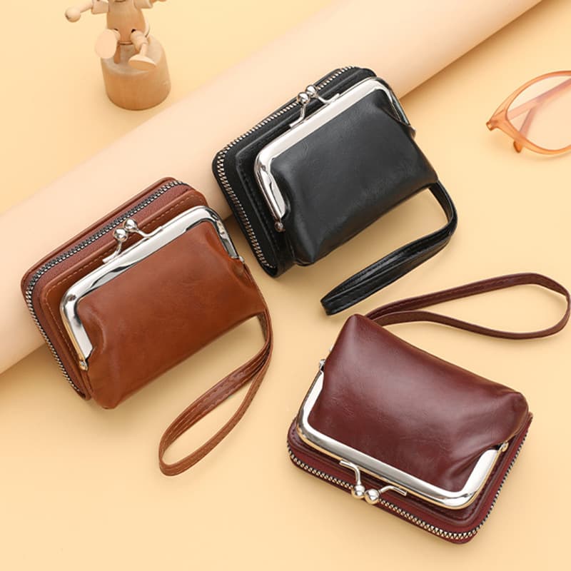 New Women's Fashion Coin Purse Cross-Border Women's Card Holder Zip Clutch Wallet Multi-Slot Retro Wallet