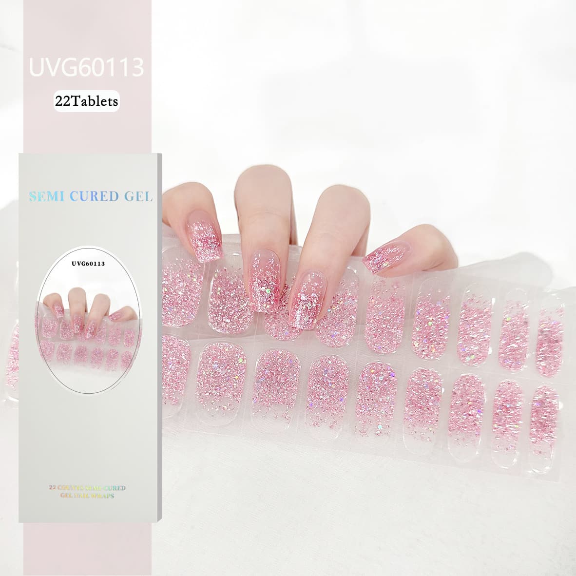 Semi-Cured Gel Nail Sticker, UV Light Nail Art Stickers, Nail Art Supplies