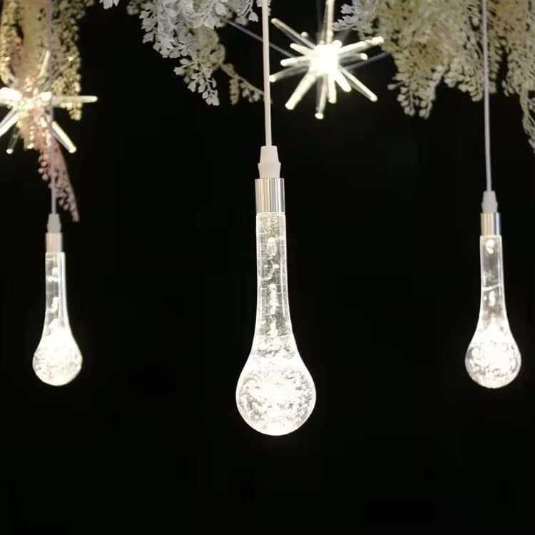 Wedding Ceiling Decoration Water Drop Pendant Light Wedding Setup Prop Hanging Light LED Light String