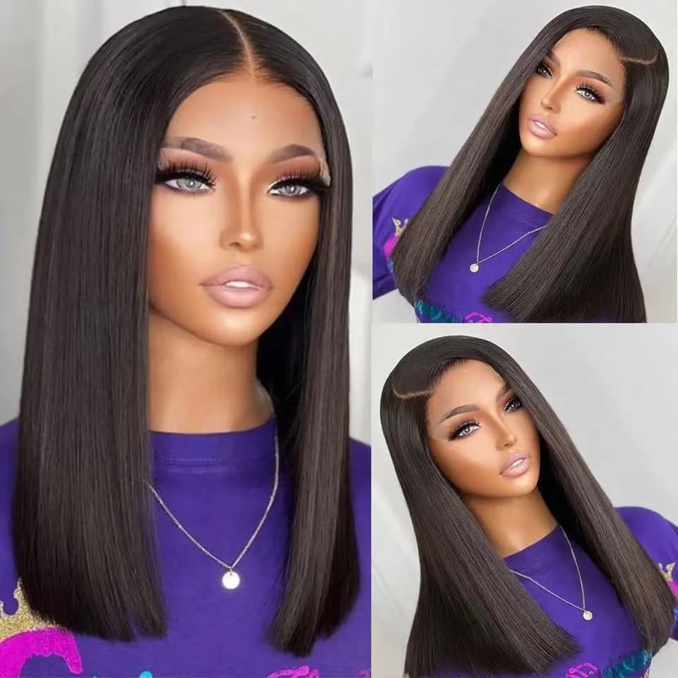 Bob Style Lace Frontal Human Hair Wig Long Straight Natural Looking Wig for Ladies Heat Resistant Hair Can Be Dyed And Styled