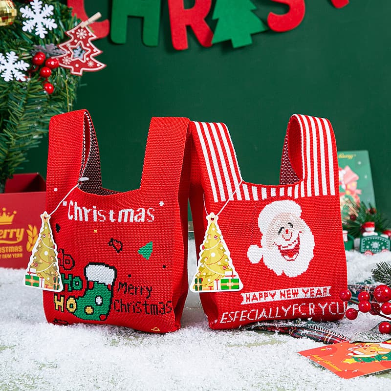 Christmas Knitted Candy Bag Series Women's Handbag Tote Bag Gift Bag Cute Simple Souvenir Wholesale