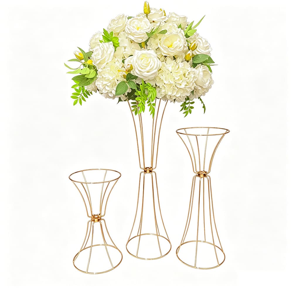 Iron Art Geometric Hollow Flower Stand Decoration, Gold Waist Flower Vase, Wedding Table Flower Stand, Wedding Prop Road Guide Flower Stand