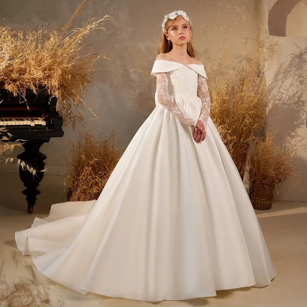 White Girls Princess Dress, Tulle Tutu Dress, Sleeveless Party Gown for Amazon and AliExpress Export