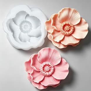 Cross-border New 3D Flower Candle Silicone Mold Korean Style Decoration Cake Baking Silicone Mold