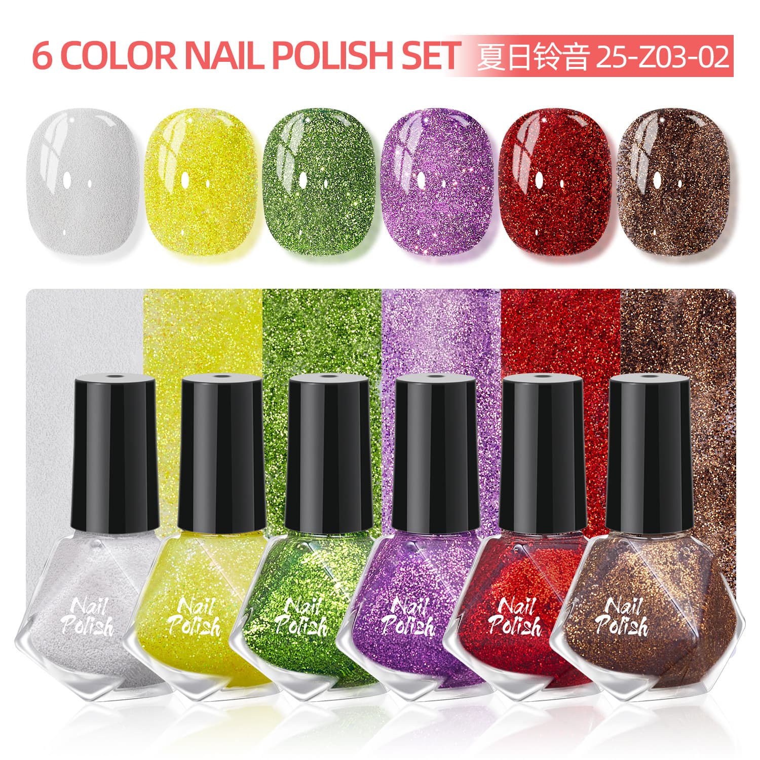 Water-based Nail Polish High Shine High Gloss Ready-to-Wear Nail Art Glitter Nail Decoration No-Bake Quick Dry Non-Peelable