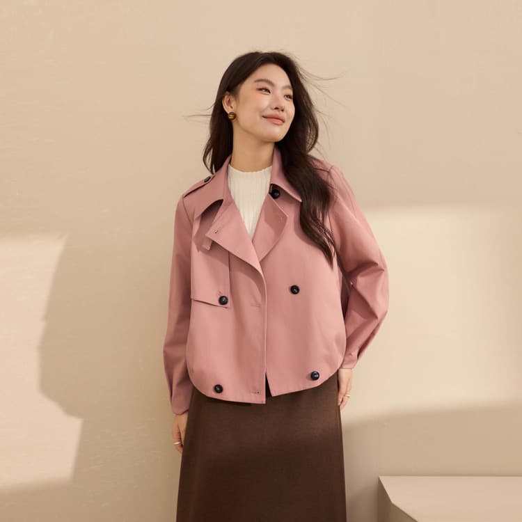 [Personalized sweet-cool trench coat] Xianlixiu plus-size women's wear design lapel short jacket for fat mm 2025 autumn new