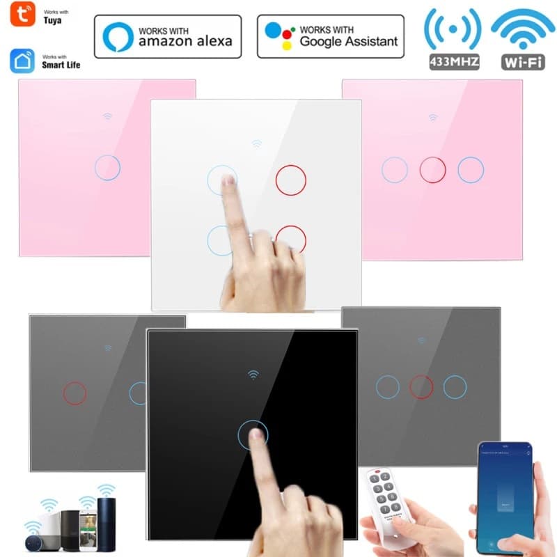 Tuya Smart WiFi Switch, European Standard Touch Switch, Mobile App Controlled Smart Speaker, Voice Controlled Switch