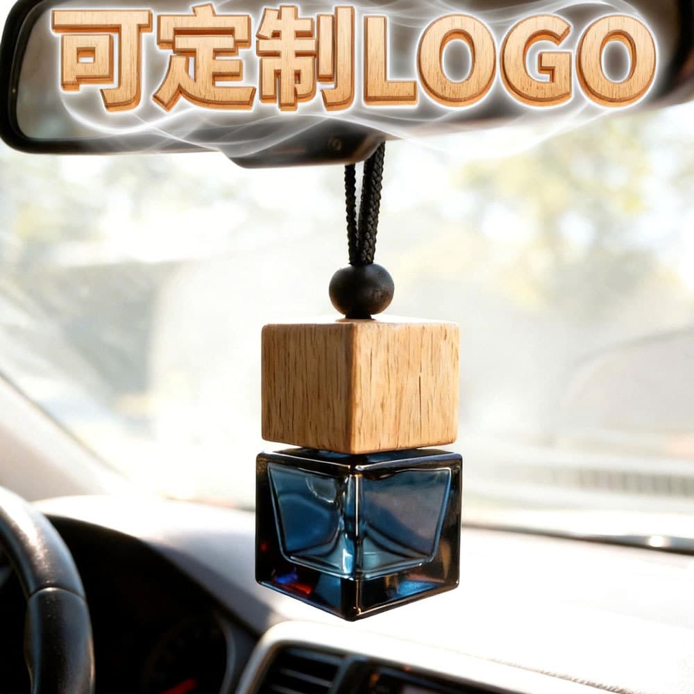 8ml Square Black Perfume Bottle Pendant Car Fragrance Essential Oil Bottle Mini Aromatherapy Rearview Mirror Perfume