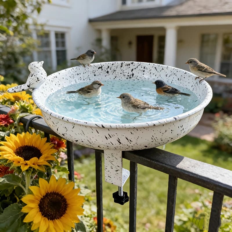 Amazon New Fixed Metal Bird Feeder Water Bath Basin Garden Outdoor Decoration