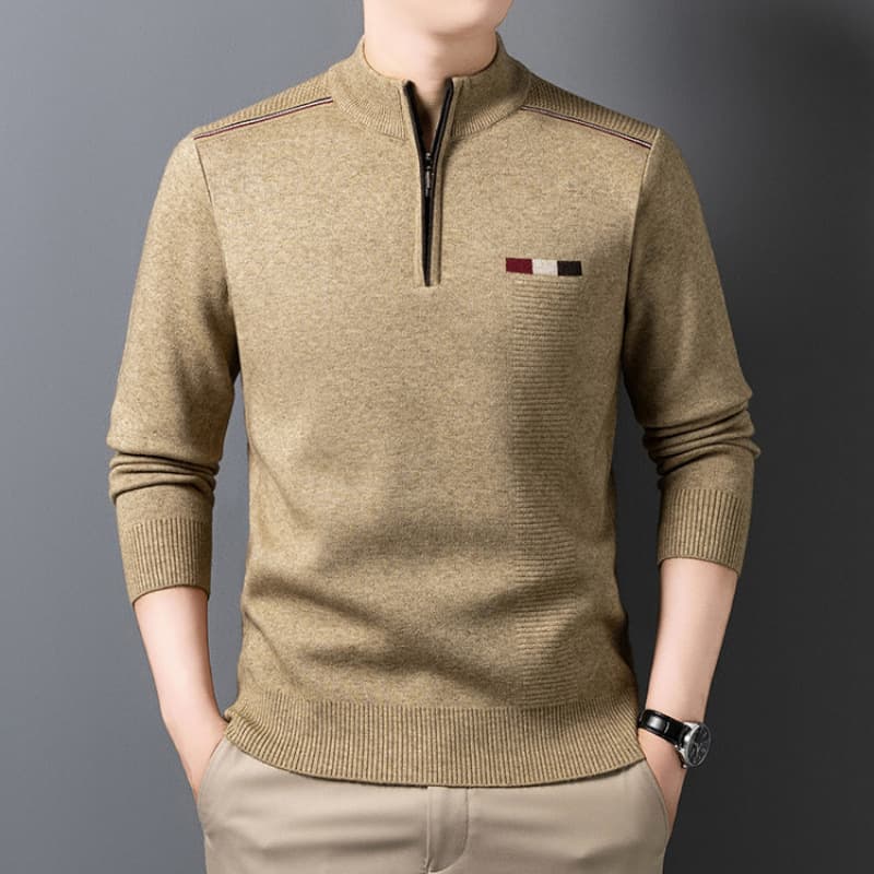 New Winter Sweater Men Round Neck Base Layer Casual Business Half High Neck Knit Shirt 8 Colors Embossed