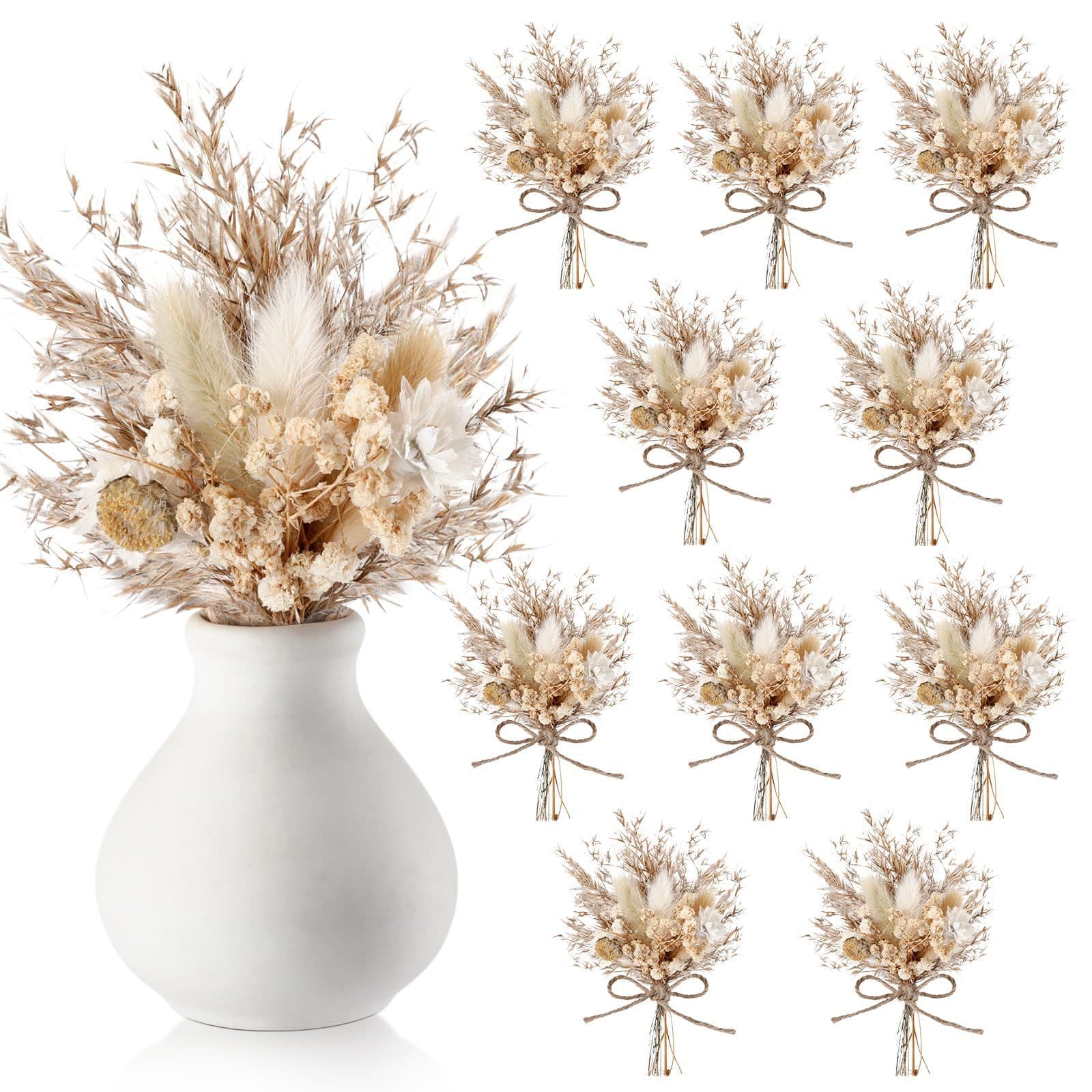 Mini Dried Flower Bouquet Boho Wedding Table Centerpiece Bridesmaid Corsage Birthday Cake Toppers