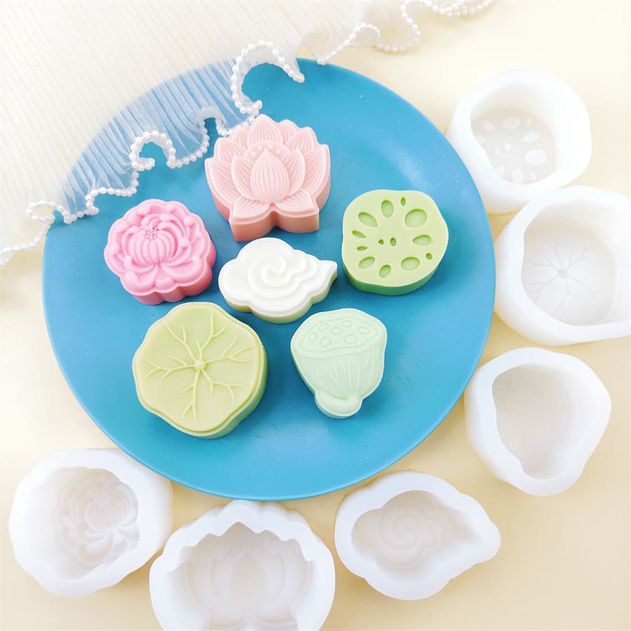 Lotus lotus root lotus leaf lotus cloud silicone mold DIY pastry mooncake cake mold handmade soap candle mold
