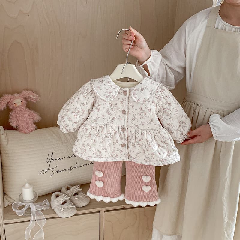 Girls Floral Cotton Coat 0-5 Years Winter Ins Stylish Baby Girl Quilted Jacket Kids Thick Cotton Apparel AY713