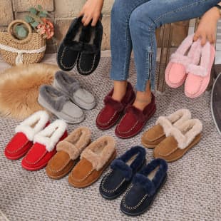 New Cross-Border Plus Size Flat Cotton Shoes, 2025 Winter New Style, European and American Suede Fluffy Edge Plus Size Women's Shoes
