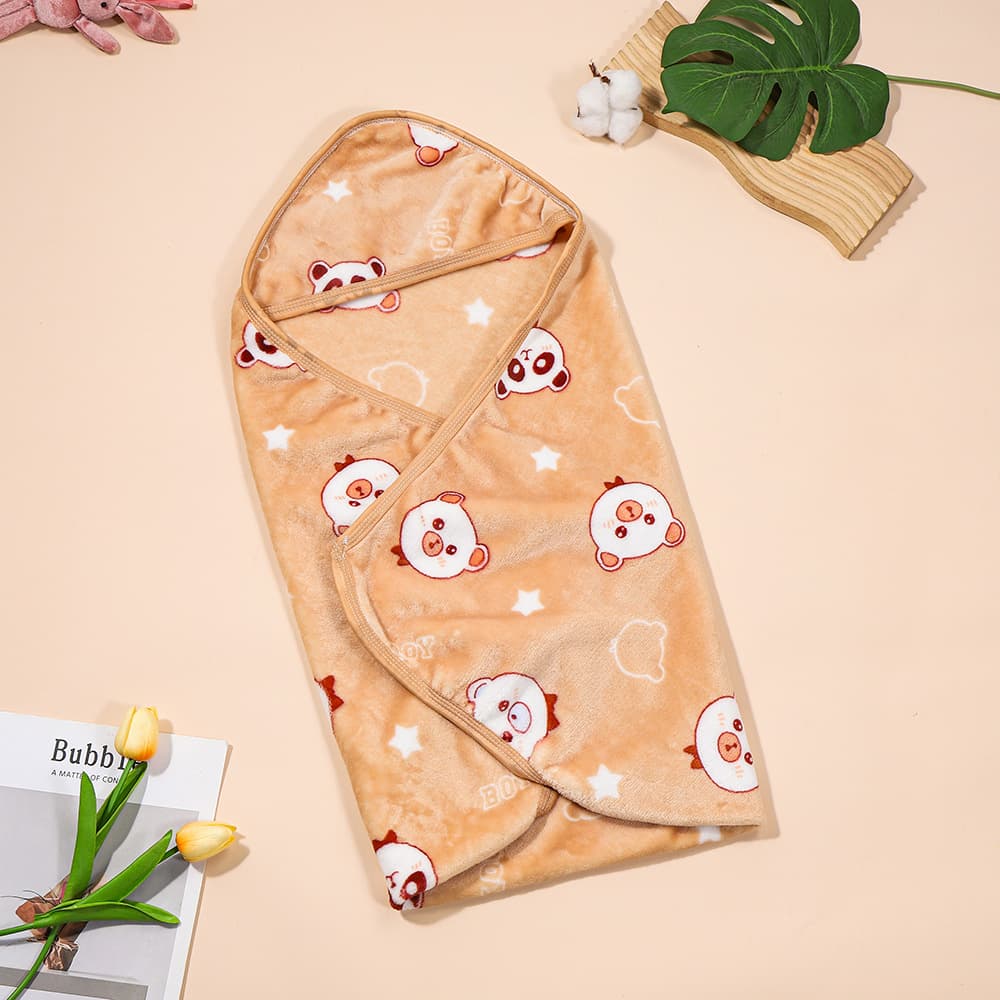 New Cute Printed Flannel Cartoon Baby Swaddle, All-Season Anti-Kick Blanket for Wholesale