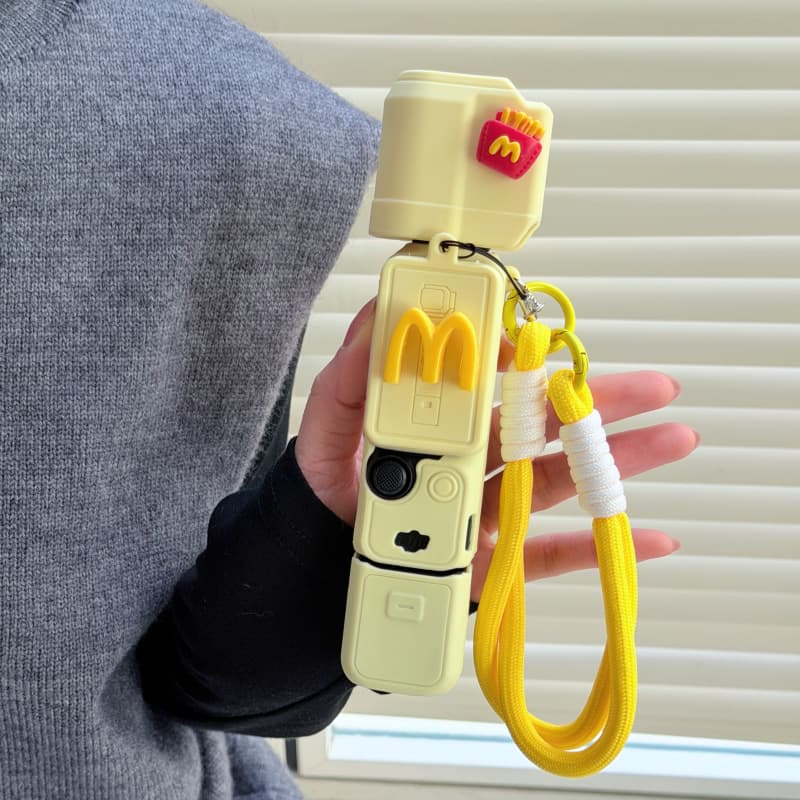 Yellow French Fry Design Protective Case for DJI Pocket 3, Cute Silicone Lens and Gimbal Camera Cover, Scratch-Resistant