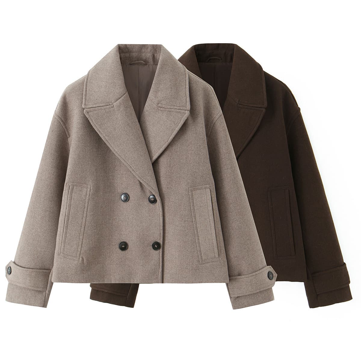 Bsk&Traf Women's 2025 Autumn New European and American Style Fashionable Double-Breasted Short Outwear Jacket 3046297