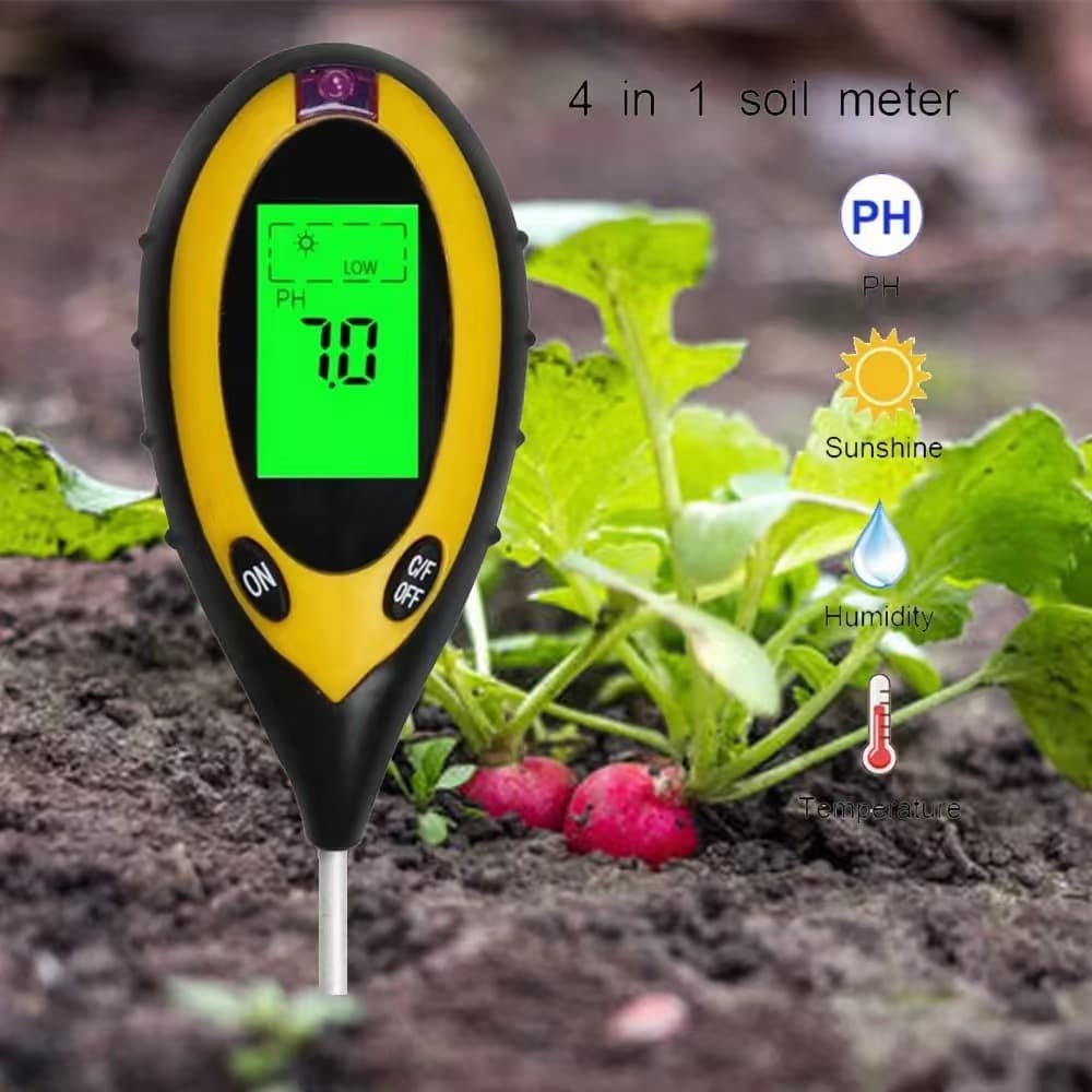 Soil tester humidity pH sensor thermometer pH soil flower pot plant test light nutrients