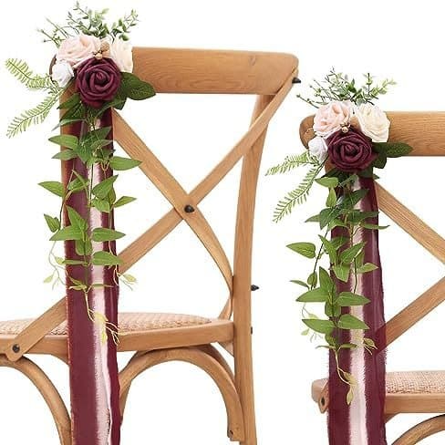 Nordic Outdoor Wedding Setup Chair Back Flower Decor, Leaning Bouquets, Forest-style Fresh Artificial Flowers from Manufacturer Wholesale