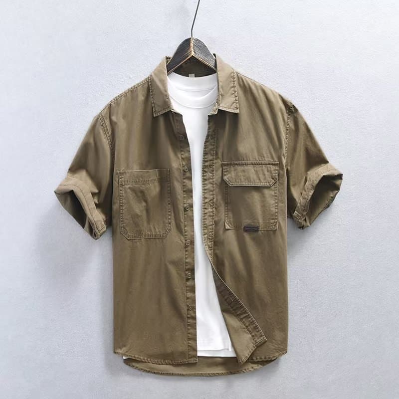 Japanese Short Sleeve Shirt Men's Work Summer Cityboy Loose Half Sleeve Shirt Versatile Mature Style Shirt
