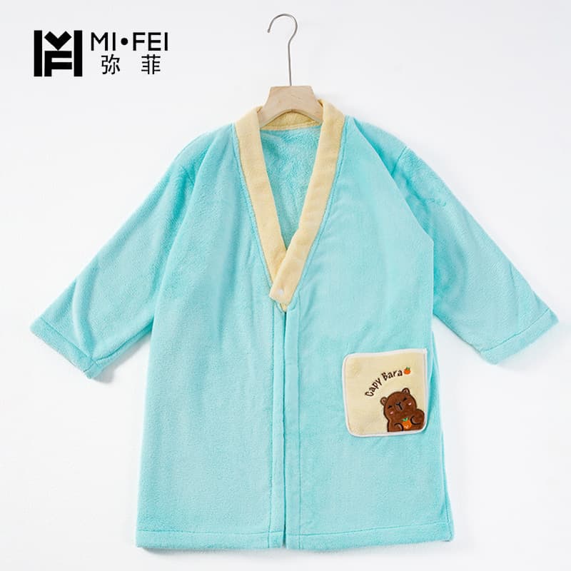 Mifei Children's Bathrobe Coral Fleece Absorbent Cape Girls Bathrobe Autumn Winter Baby Towel Robe