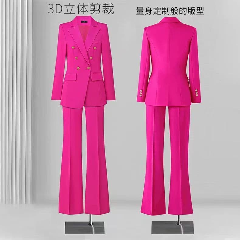 Women's Formal Pants Set, Blue, Pink, Yellow, Women's Business Workwear 2-Piece Suit