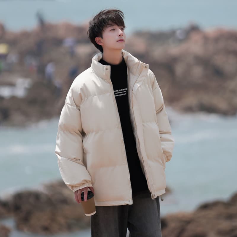 Men's winter down-filled cotton-padded jacket, thickened, warm, loose-fitting, winter coat, men's cotton-padded jacket