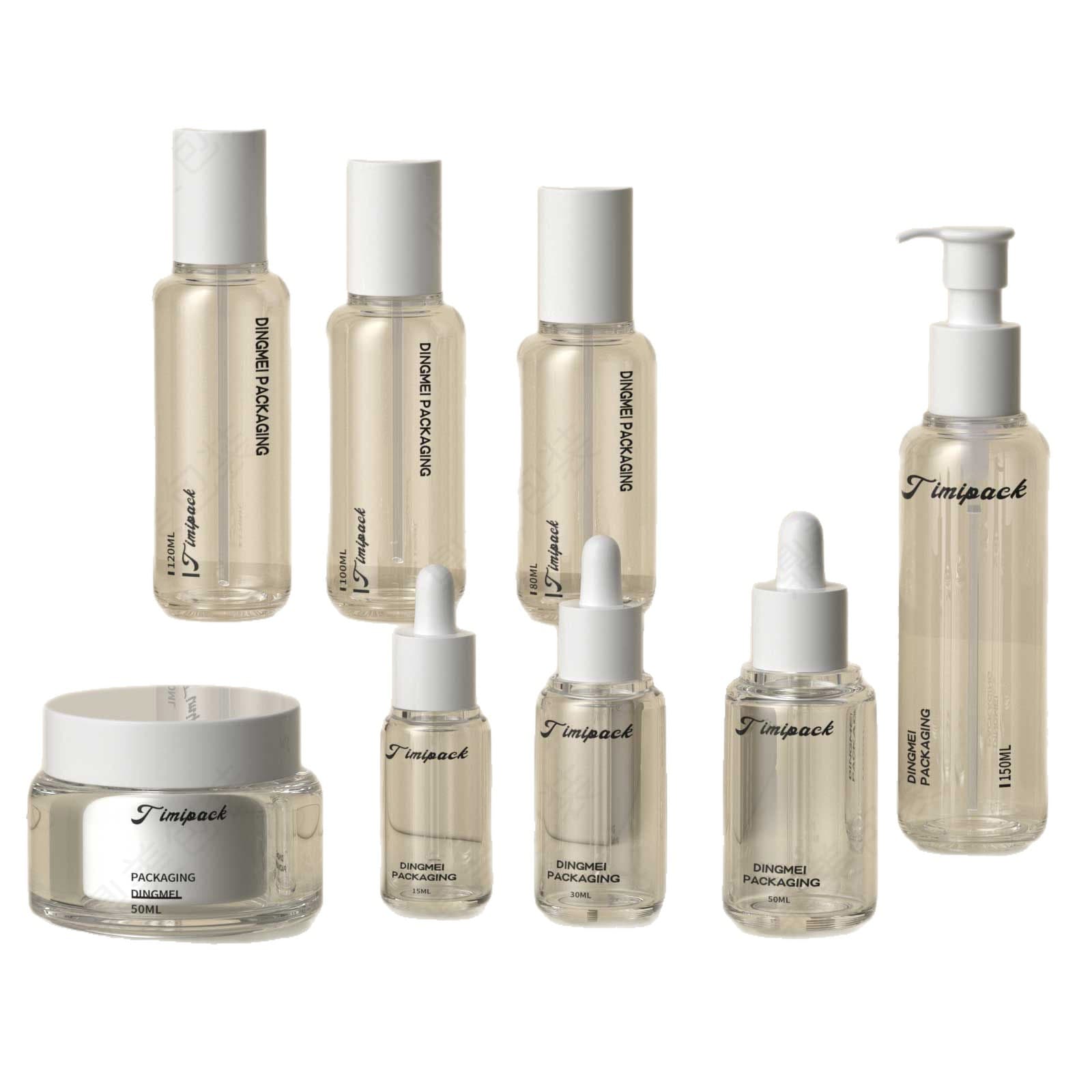 Dingmei Packaging Factory Direct Large and Small Capacity Skincare Set PETG Bottles High-End Customizable