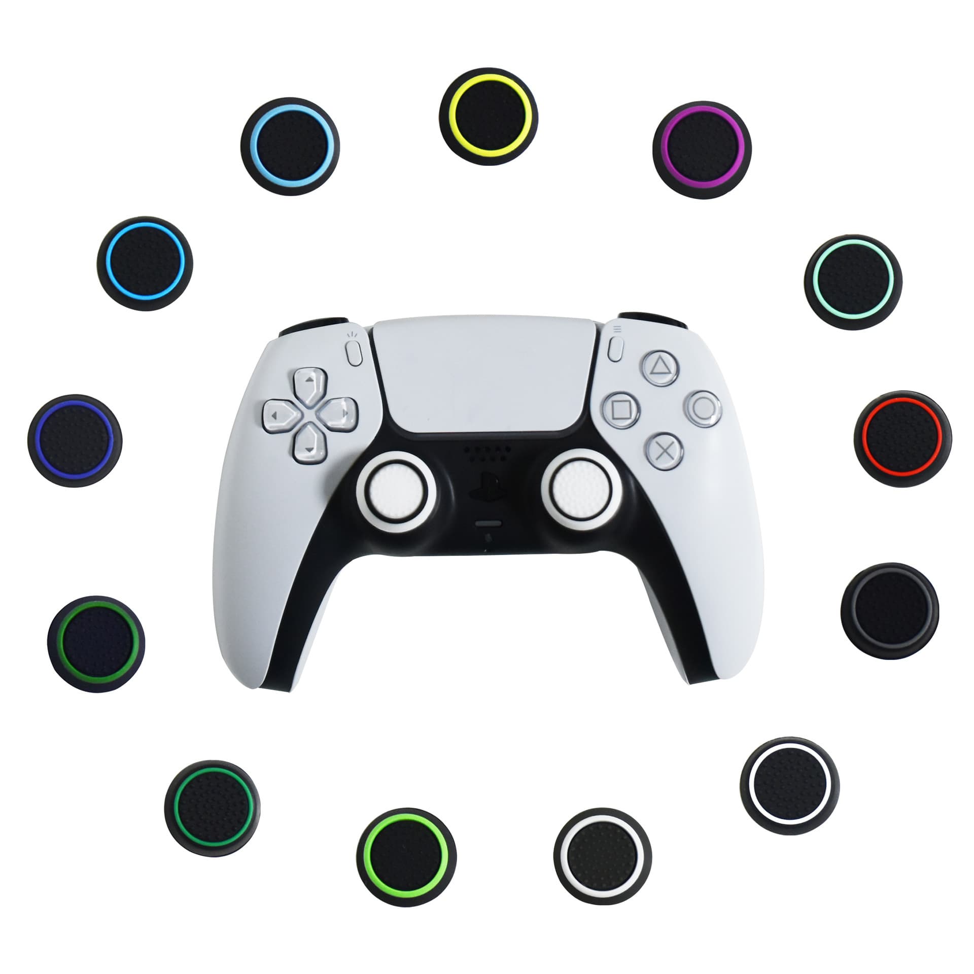 Compatible PS Joystick Cap Set for PS4/PS5/SeriesX Dual-Color Silicone Handle Caps