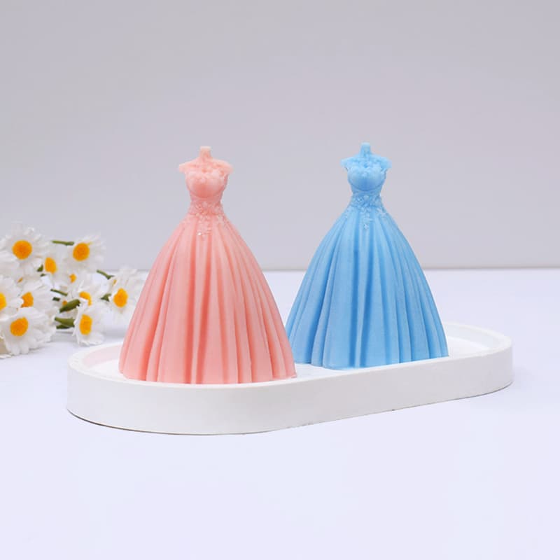3D Wedding Dress Silicone Mold for DIY Scented Candle, Gypsum Wedding Decoration, Cake Mold